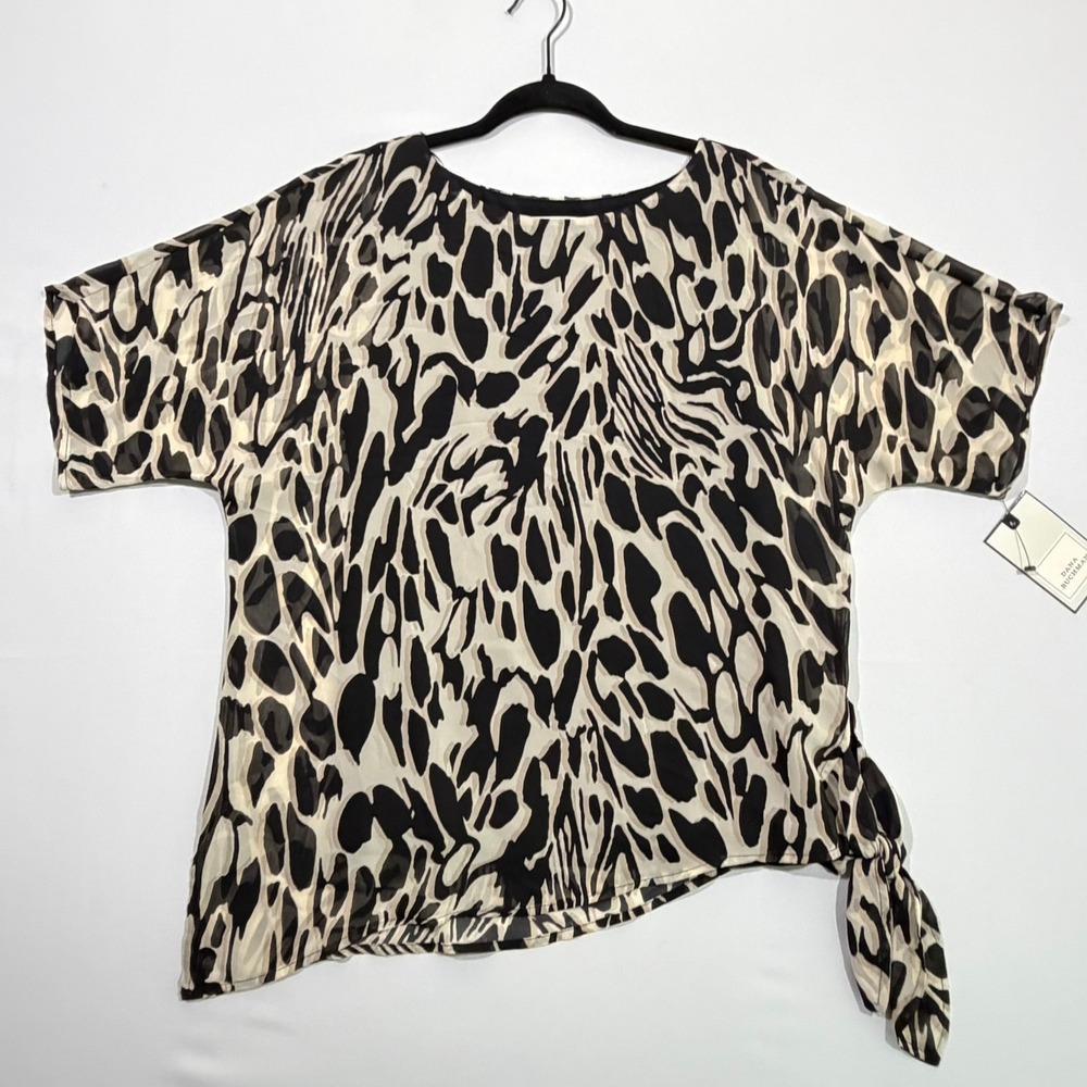 Dana Buchman Blouse M NWT Chiffon Leopard Animal Print Indie Sleaze Mob Wife